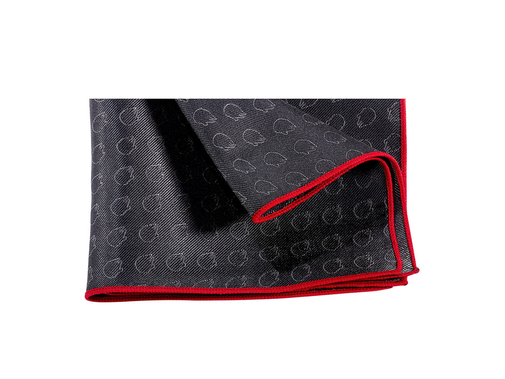Pañuelo de Seda Fina Gris Obscuro con Vivos Rojos del Halcon Milenario starwars para Saco Formal
