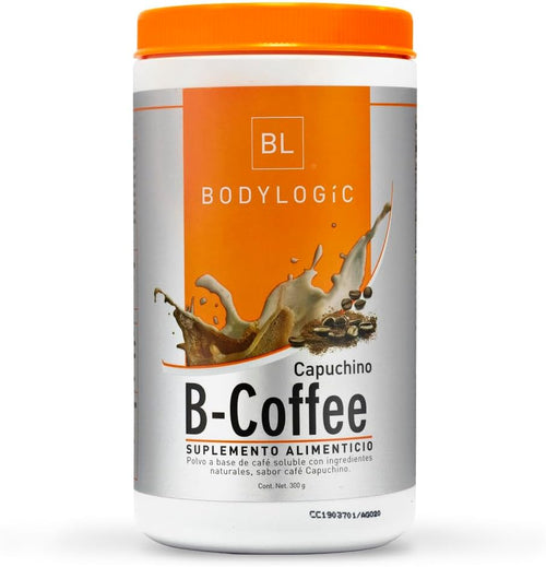 Café Capuchino Soluble B-Coffee Bodylogic – Con Semilla de Café Verde, Shiitake, Inulina de Agave y Naranja Agria – 300g | Sabor Delicioso | Fácil de Preparar