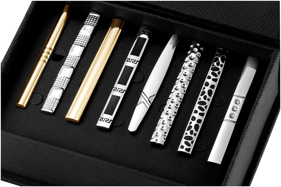 Juego de Pisacorbatas de 8 Piezas de Lujo 5.9 cm en Caja de Regalo Puentes Denver