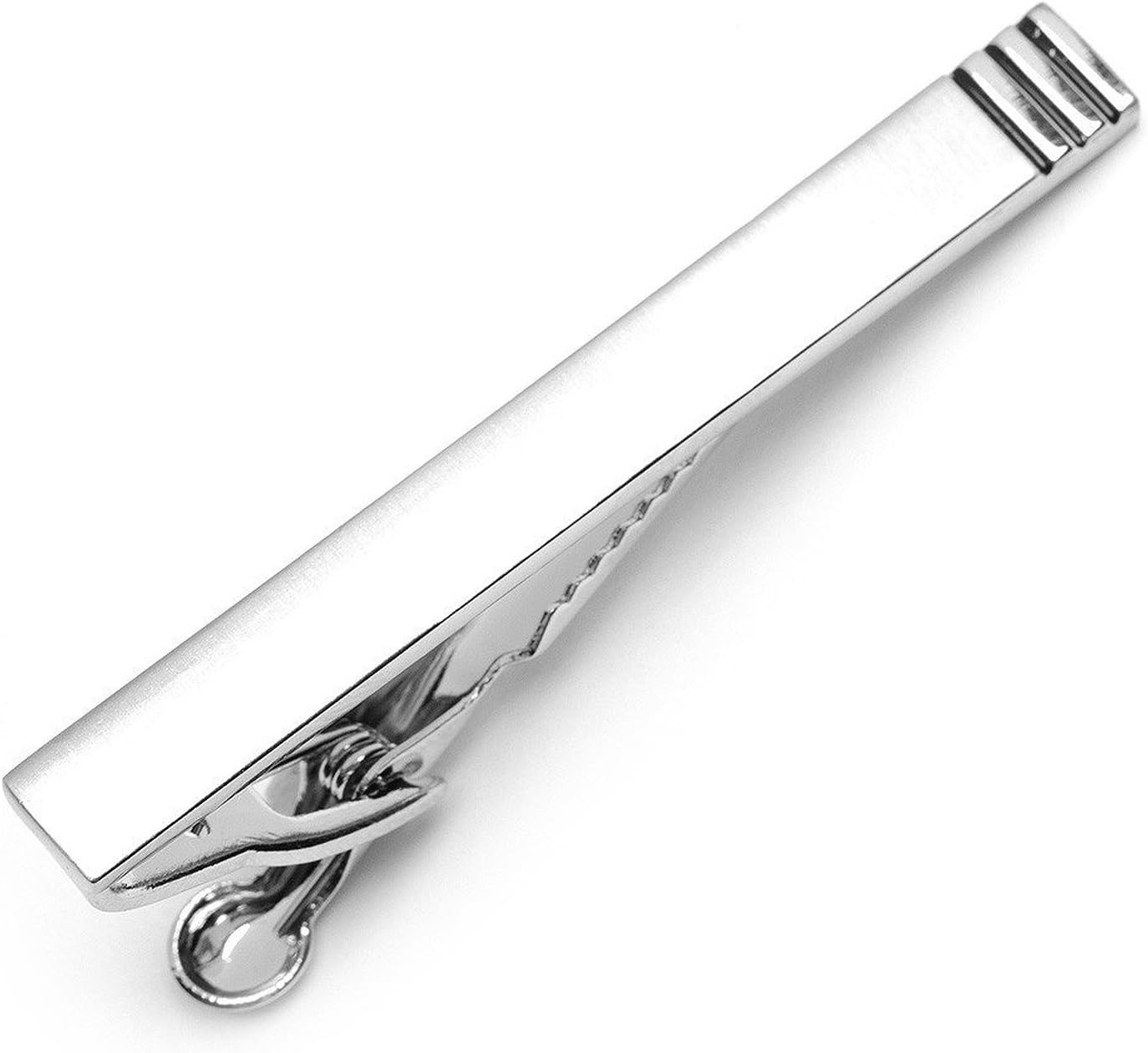 Puentes Denver - Clip para corbata (tono plateado cepillado, 3 rayas, cierre de pinza)