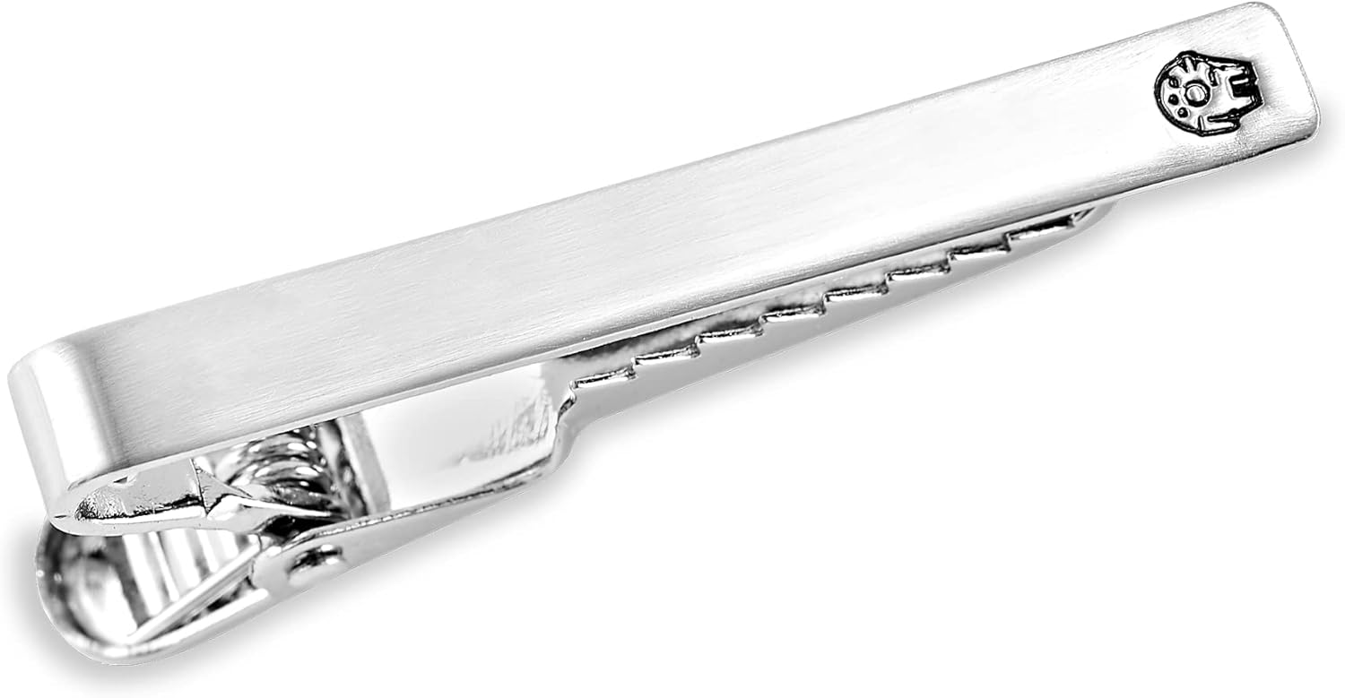 Pisacorbatas 3.8 cm Slim fit Halcón Milenario Grabado en Caja de Regalo