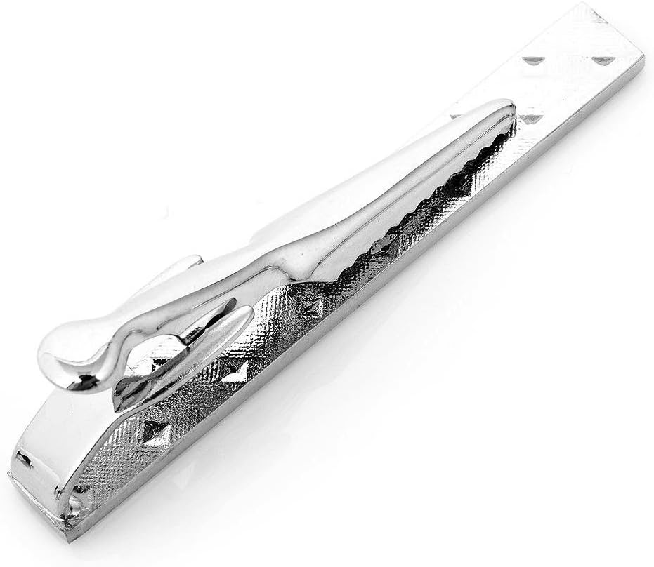 Puentes Denver - Clip para corbata (tono plateado cepillado, 3 rayas, cierre de pinza)