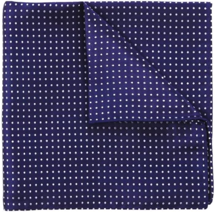 pañuelo Pin Dot azul y plata 100% seda Pocket Square colección de bodas By Puentes Denver