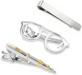 Set de 3-Pisacorbatas Ejecutivos de Lujo Hipster Pluma fuente, Anteojos, Liso en Caja de regalo Puentes Denver