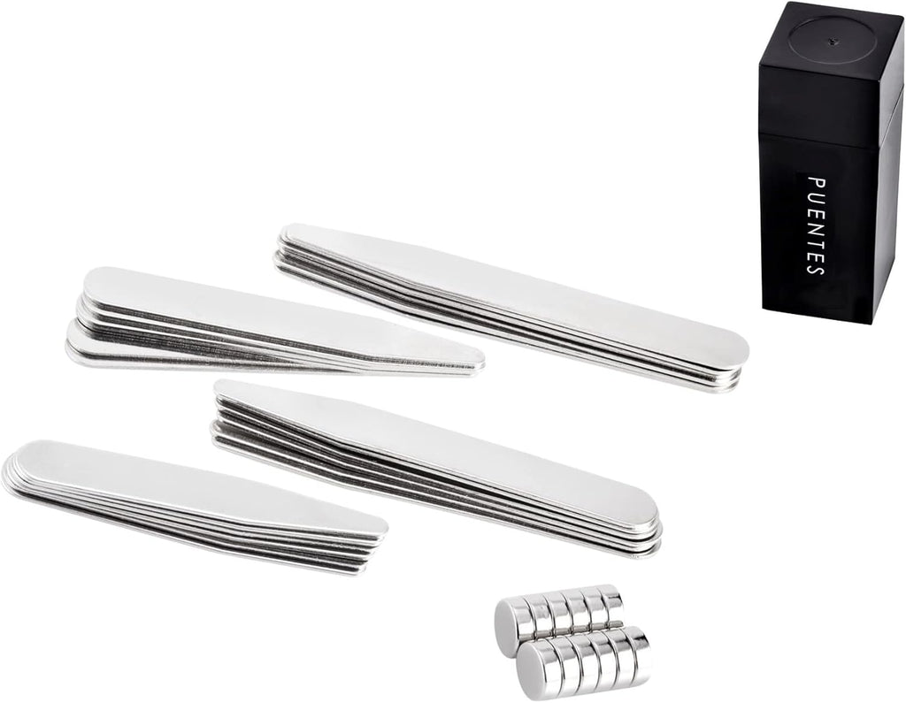 Varillas de Acero Inoxidable para Cuellos de Camisas (Ballenas) con 24 pizas y 10 imanes de Neodimio