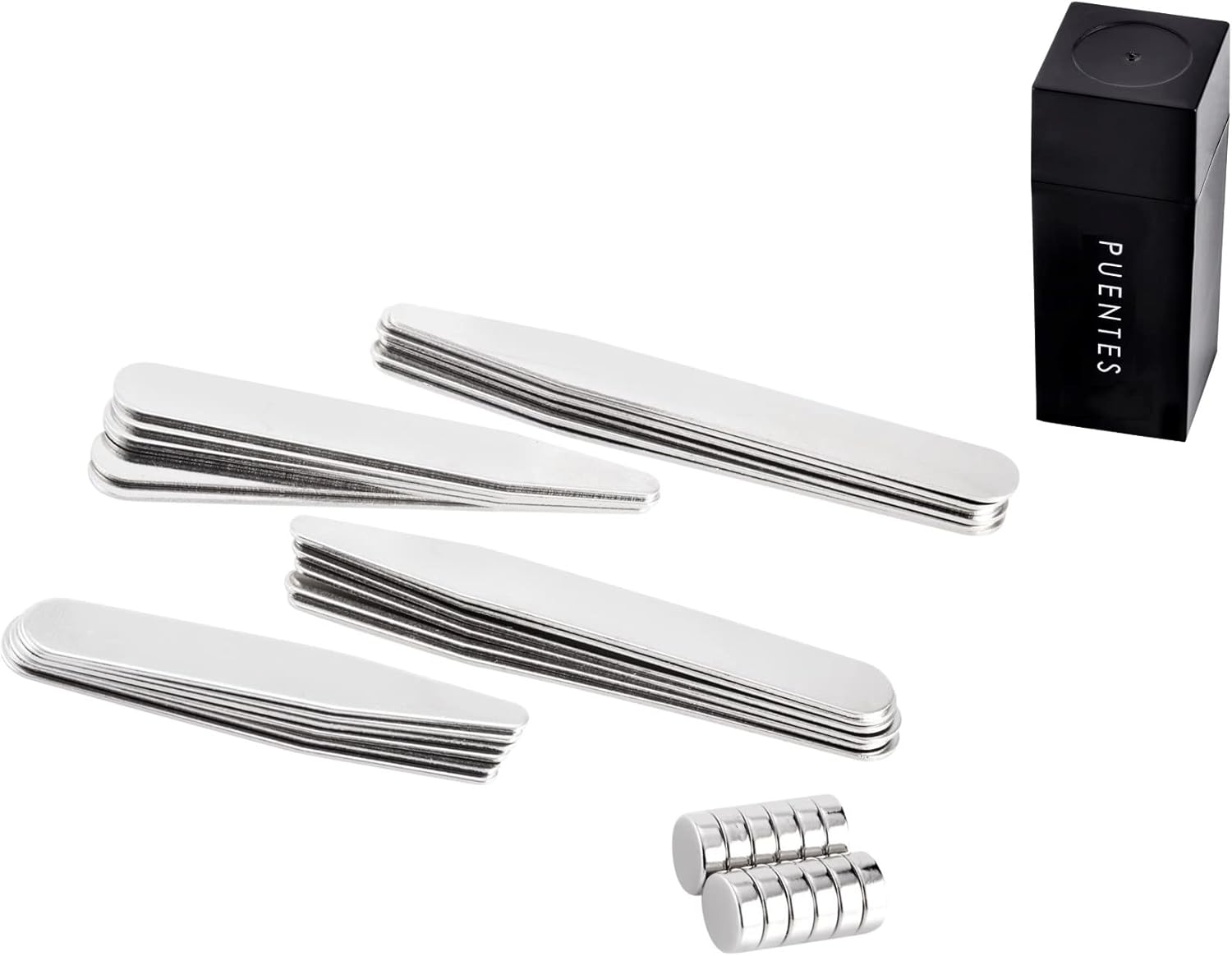 Varillas de Acero Inoxidable para Cuellos de Camisas (Ballenas) con 24 pizas y 10 imanes de Neodimio