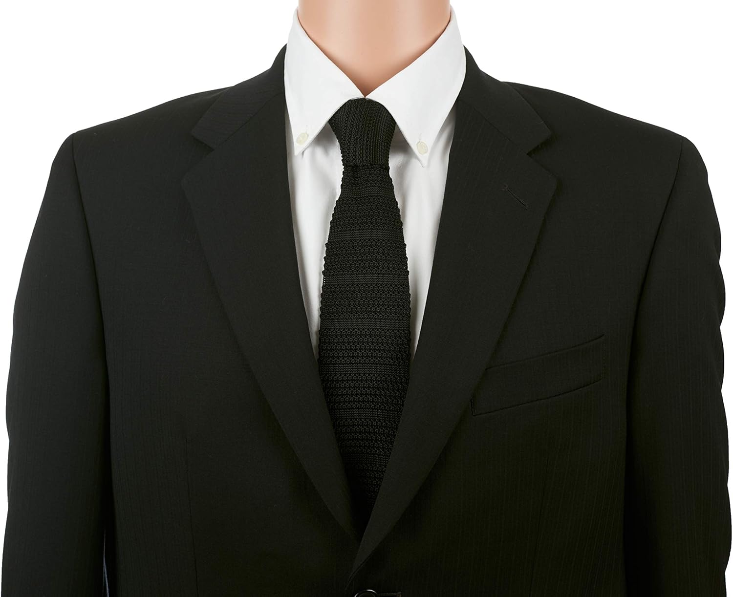 100% Silk Skinny Knit Tie Solid Black 2 Inch Wide Modern