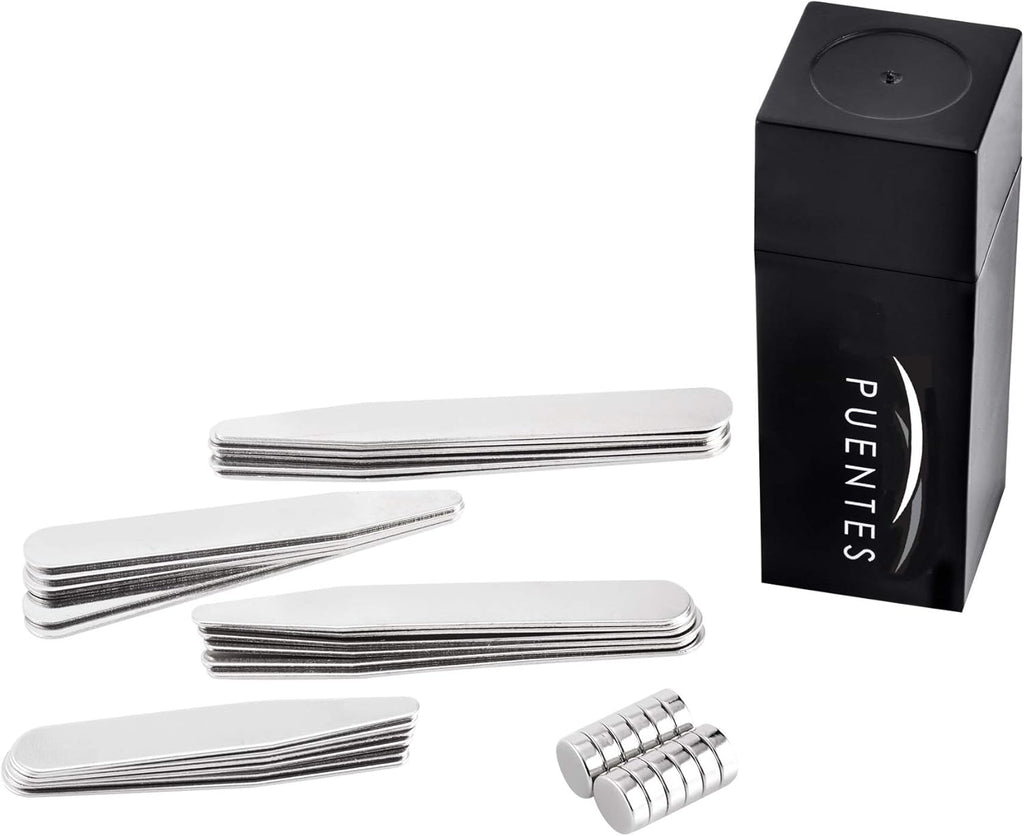 Varillas de Acero Inoxidable para Cuellos de Camisas (Ballenas) con 24 pizas y 10 imanes de Neodimio