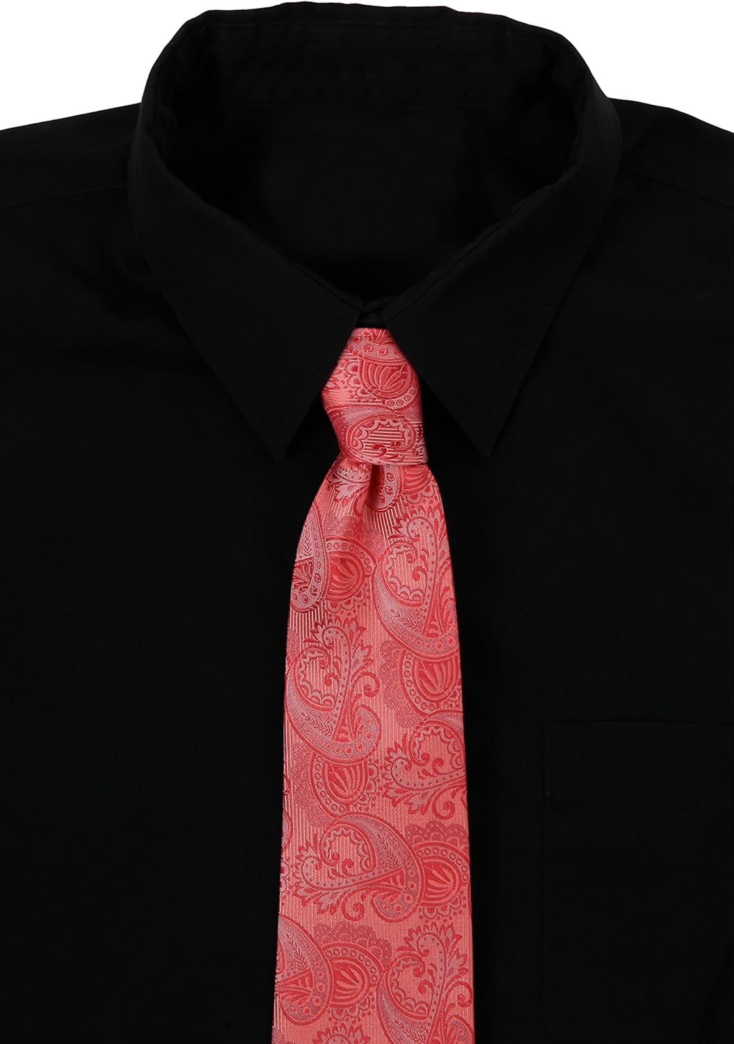 Coral Paisley Rosa Boda Collection corbata seda 100% Necktie, 7,6 cm