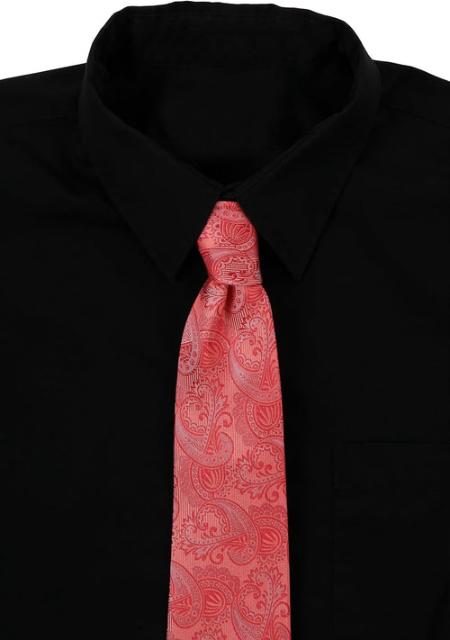 Coral Paisley Rosa Boda Collection corbata seda 100% Necktie, 7,6 cm