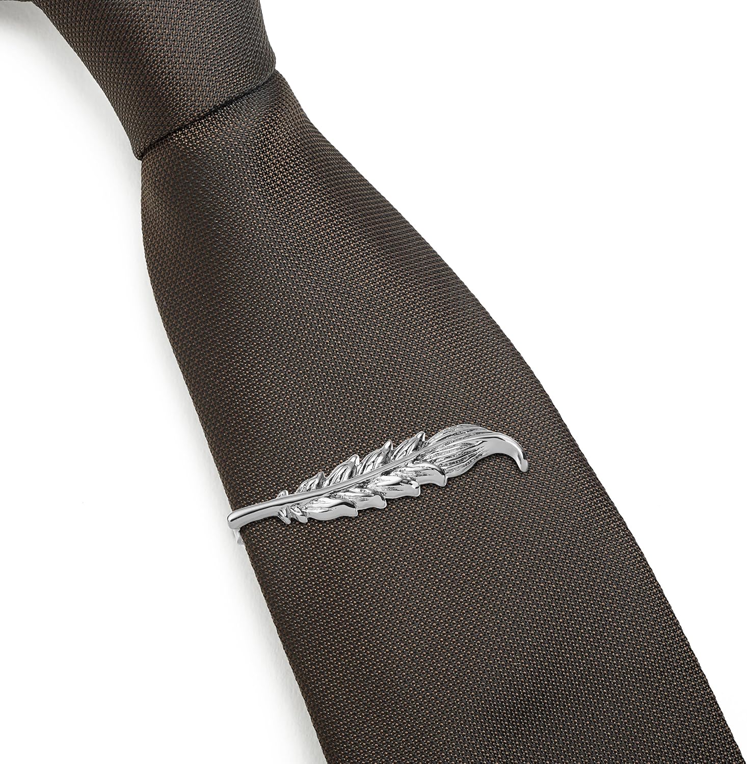 Puentes Denver Juego de Pisacorbatas Wind de 3 piezas, Alas, Pluma y Barra lisa, Plateado, 4.82 cms