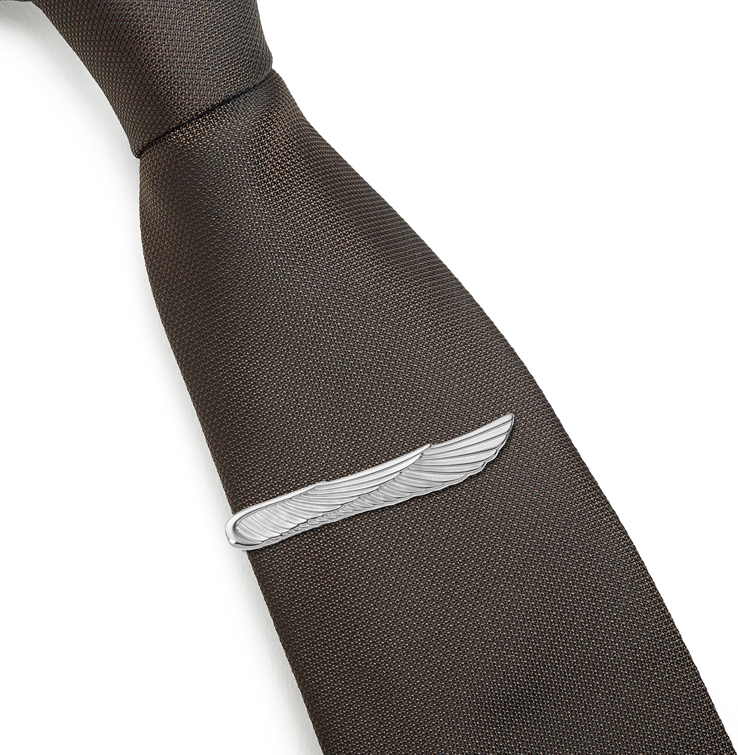 Puentes Denver Juego de Pisacorbatas Wind de 3 piezas, Alas, Pluma y Barra lisa, Plateado, 4.82 cms