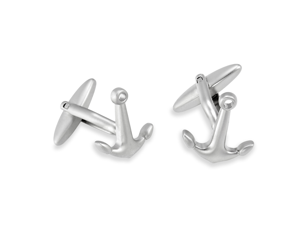 Pisacorbatas Estilo Acero Inoxidable 5.7cm y Mancuernillas de Ancla Marinero set de 3 piezas en caja de Regalo