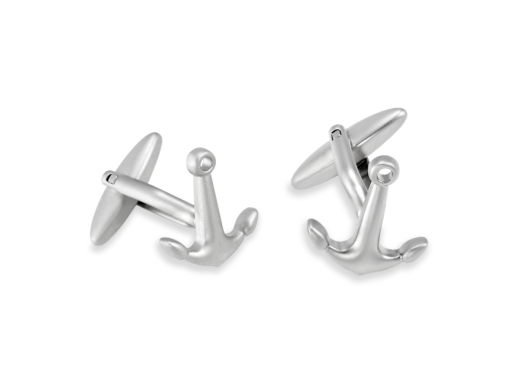 Pisacorbatas Estilo Acero Inoxidable 5.7cm y Mancuernillas de Ancla Marinero set de 3 piezas en caja de Regalo