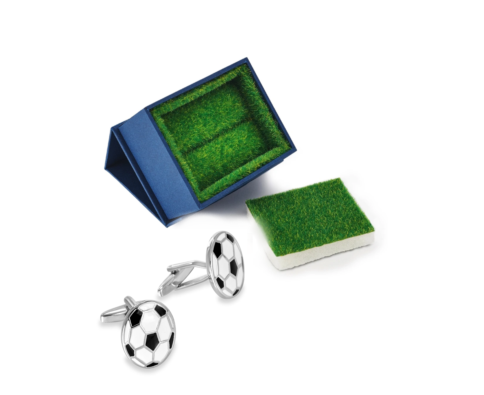 Puentes Denver Mancuernillas Balón de Futbol Soccer en Caja de Regalo Caja C/Imitación de Césped
