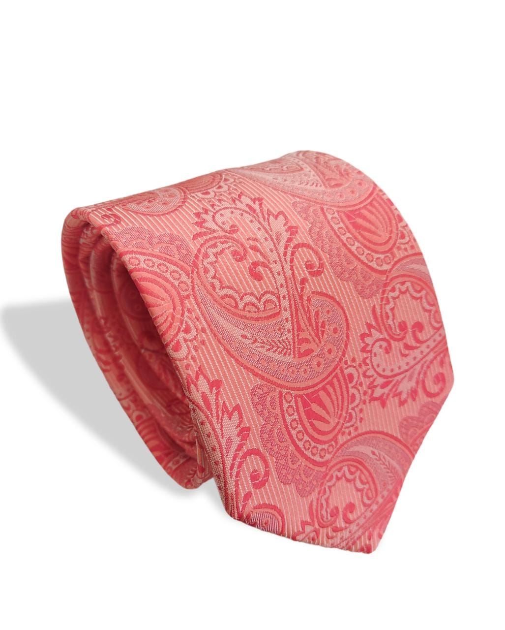 Coral Paisley Rosa Boda Collection corbata seda 100% Necktie, 7,6 cm