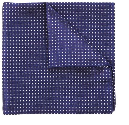 pañuelo Pin Dot azul y plata 100% seda Pocket Square colección de bodas By Puentes Denver